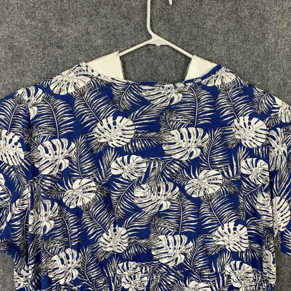 Ellos Palm Leaf Print Dress Size 5X Cotton Pockets Pull Cord Waist Knee Length - Picture 8 of 11